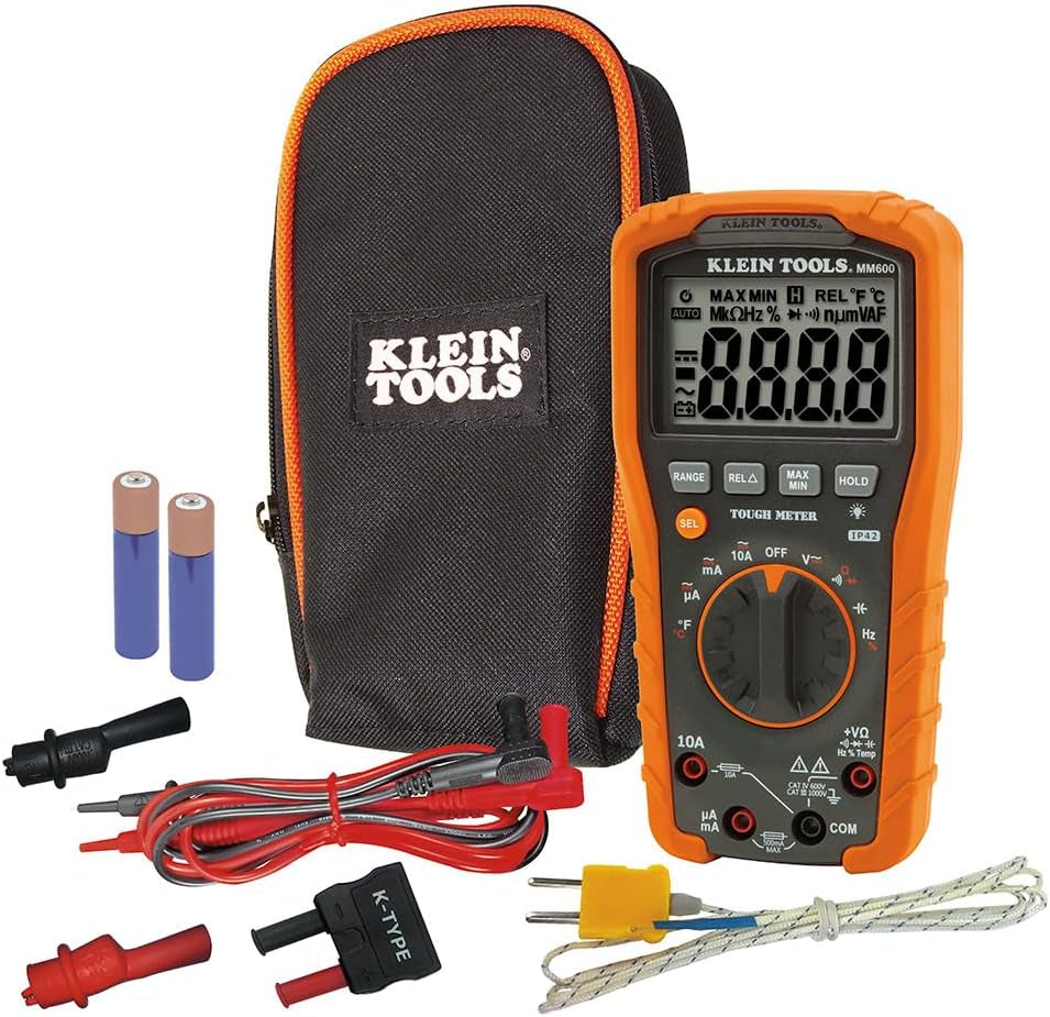 MM600 Multimeter, Digital Auto-Ranging, AC/DC Voltage and Current, Temperature, Frequency, Continuity, More, 1000V